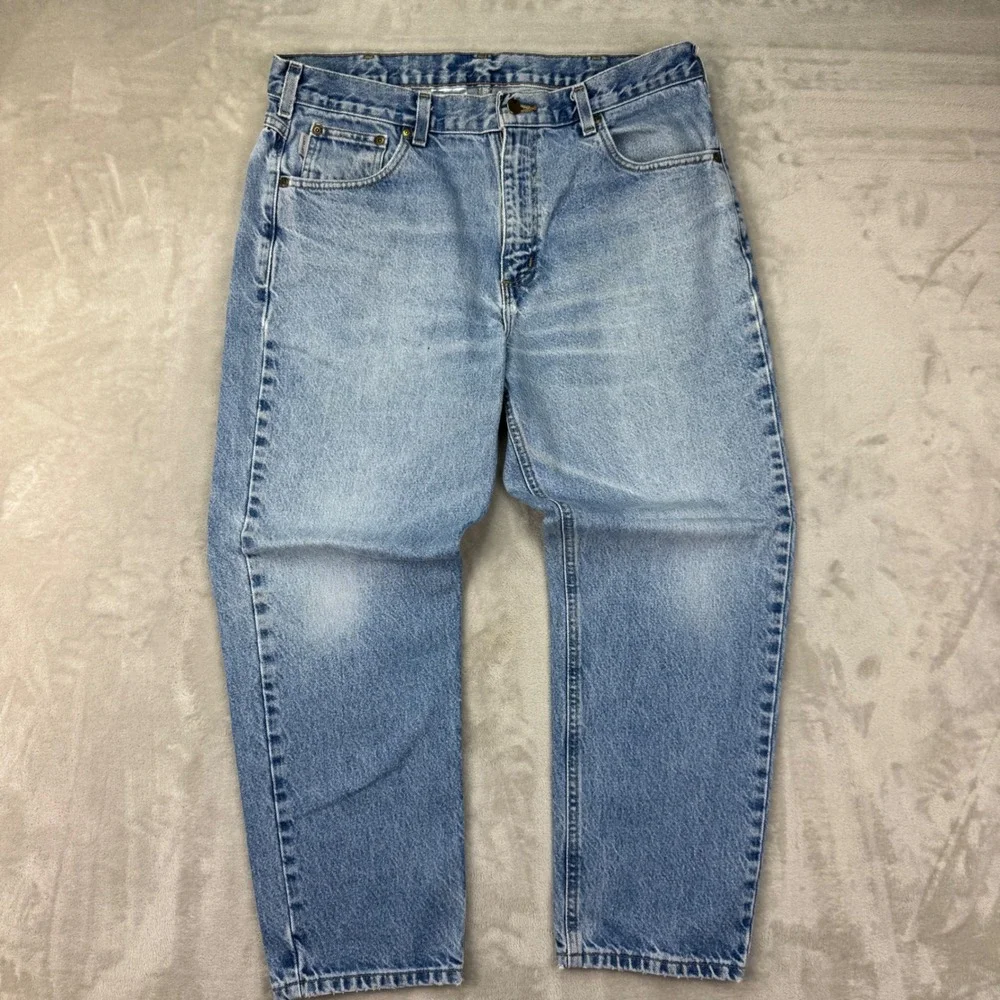 Carhartt B17-DST Jeans Mens 36x28 Blue Relaxed Fit Vintage Faded Workwear Denim